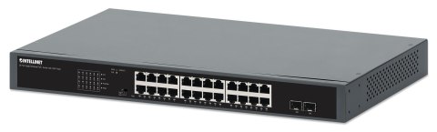 Switch niezarządzalny Intellinet 24x 10/100/1000 Mbps PoE+ 370W + 2x SFP, Rack 19"