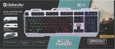 KLAWIATURA DEFENDER METAL HUNTER GK-140L PODŚWIETLANA GAMING KLAWIATURA DEFENDER METAL HUNTER GK-140L PODŚWIETLANA GAMING