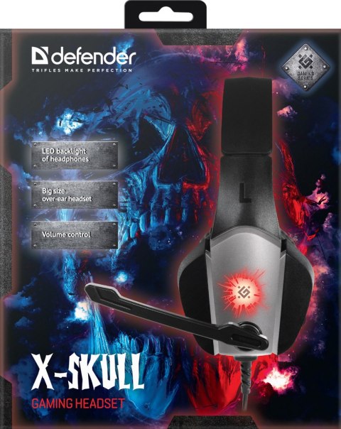 SŁUCHAWKI DEFENDER Z MIKR X-SKULL CZARNO-SZARE SŁUCHAWKI DEFENDER Z MIKR X-SKULL CZARNO-SZARE
