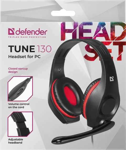 SŁUCHAWKI DEFENDER Z MIKR TUNE 130 CZARNO-CZERWONE SŁUCHAWKI DEFENDER Z MIKR TUNE 130 CZARNO-CZERWONE