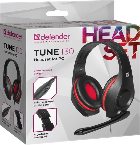 SŁUCHAWKI DEFENDER Z MIKR TUNE 130 CZARNO-CZERWONE SŁUCHAWKI DEFENDER Z MIKR TUNE 130 CZARNO-CZERWONE