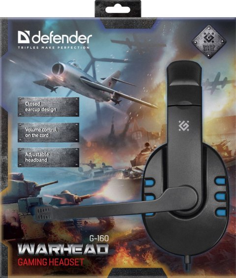 SŁUCHAWKI DEFENDER Z MIKR WARHEAD G-160 CZARNO-NIEBIESKIE SŁUCHAWKI DEFENDER Z MIKR WARHEAD G-160 CZARNO-NIEBIESKIE