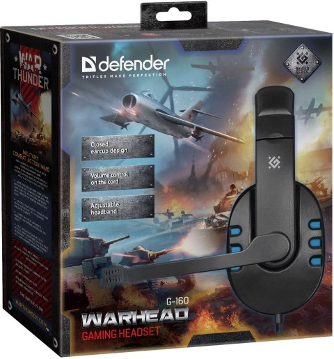 SŁUCHAWKI DEFENDER Z MIKR WARHEAD G-160 CZARNO-NIEBIESKIE SŁUCHAWKI DEFENDER Z MIKR WARHEAD G-160 CZARNO-NIEBIESKIE