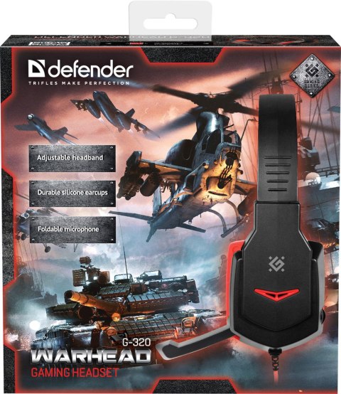SŁUCHAWKI DEFENDER Z MIKR WARHEAD G-320 CZARNO-CZERWONE