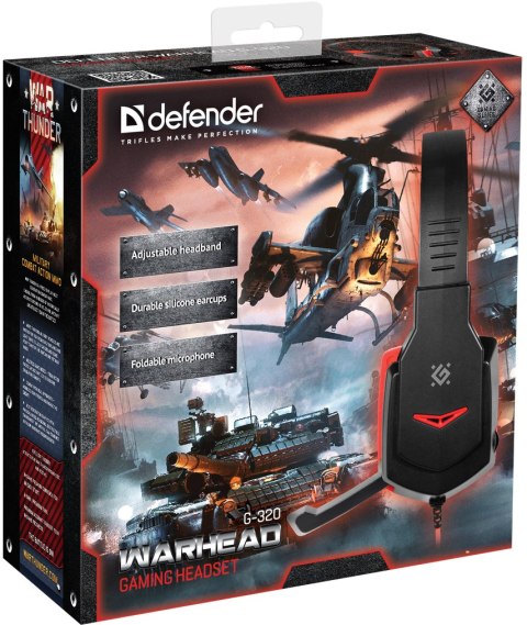 SŁUCHAWKI DEFENDER Z MIKR WARHEAD G-320 CZARNO-CZERWONE