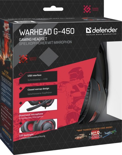 SŁUCHAWKI DEFENDER Z MIKR WARHEAD G-450 LED USB + GRA SŁUCHAWKI DEFENDER Z MIKR WARHEAD G-450 LED USB + GRA