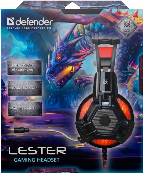 SŁUCHAWKI DEFENDER Z MIKROFONEM LESTER CZARNO-CZERWONE SŁUCHAWKI DEFENDER Z MIKROFONEM LESTER CZARNO-CZERWONE