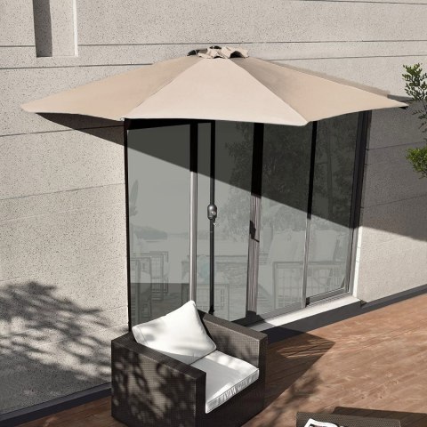 PARASOL OGRODOWY PÓŁ-PARASOL ŚCIENNY NA TARAS 2,7M BEŻOWY