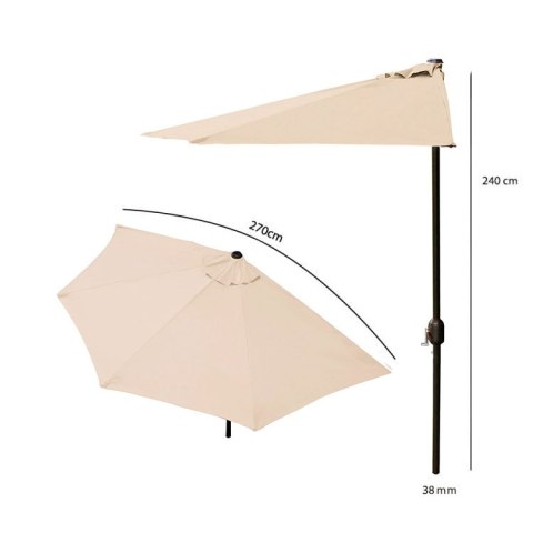 PARASOL OGRODOWY PÓŁ-PARASOL ŚCIENNY NA TARAS 2,7M BEŻOWY