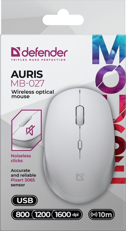 MYSZ DEFENDER AURIS MB-027 RF SILENT BIAŁA OPTICAL MYSZ DEFENDER AURIS MB-027 RF SILENT BIAŁA OPTICAL