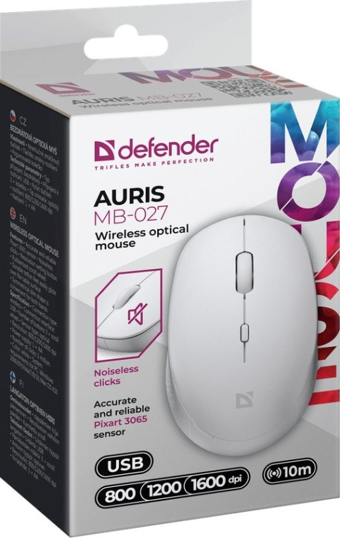 MYSZ DEFENDER AURIS MB-027 RF SILENT BIAŁA OPTICAL MYSZ DEFENDER AURIS MB-027 RF SILENT BIAŁA OPTICAL