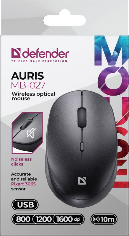 MYSZ DEFENDER AURIS MB-027 RF SILENT CZARNA OPTICAL MYSZ DEFENDER AURIS MB-027 RF SILENT CZARNA OPTICAL