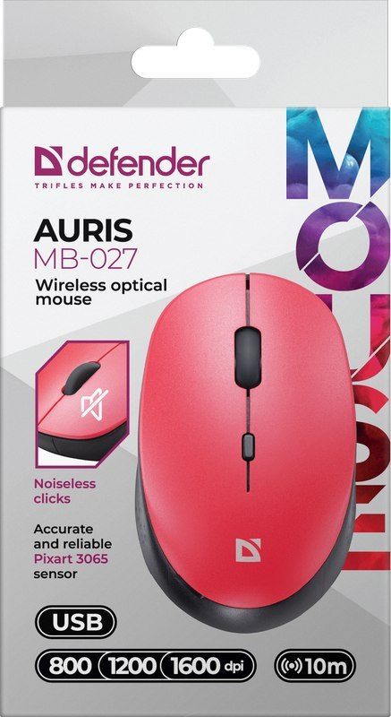 MYSZ DEFENDER AURIS MB-027 RF SILENT CZERWONA OPTICAL MYSZ DEFENDER AURIS MB-027 RF SILENT CZERWONA OPTICAL