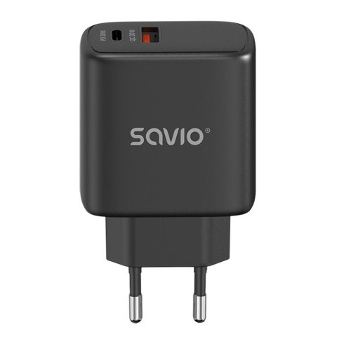 Ładowarka sieciowa Savio LA-06/B USB Quick Charge Power Delivery 3.0 30W, 1xUSB Type C, 1xUSB, czarna Ładowarka sieciowa Savio LA-06/B USB Quick Charge Power Delivery 3.0 30W, 1xUSB Type C, 1xUSB, czarna