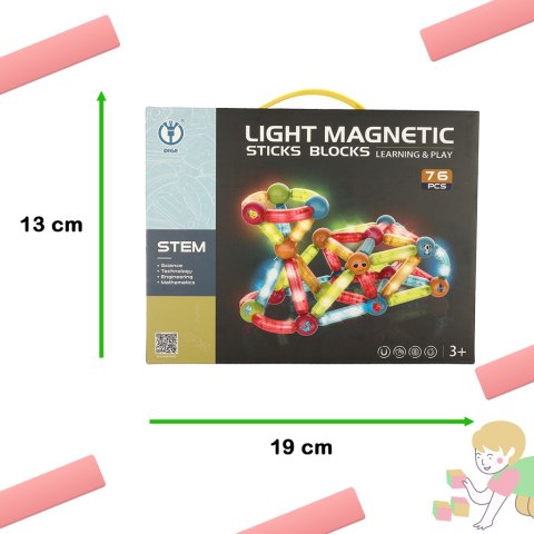 Klocki magnetyczne dla małych dzieci świecące 76 elementów Klocki magnetyczne dla małych dzieci świecące 76 elementów