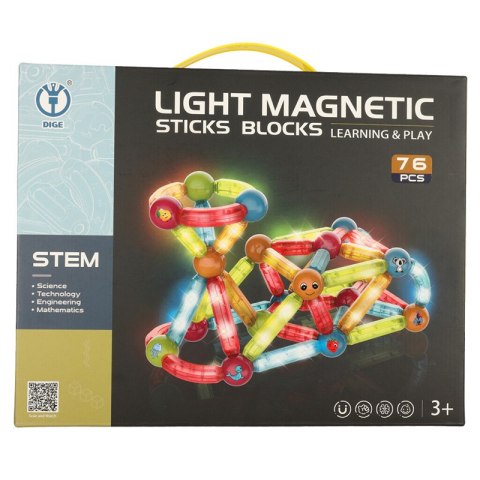 Klocki magnetyczne dla małych dzieci świecące 76 elementów Klocki magnetyczne dla małych dzieci świecące 76 elementów