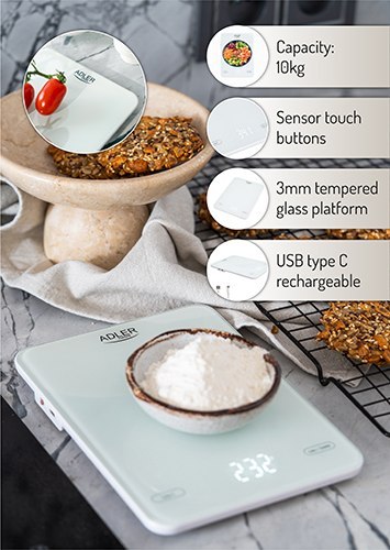 Waga kuchenna - 10kg - ładowana przez USB