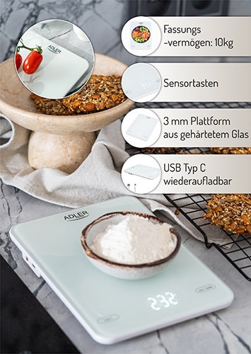 Waga kuchenna - 10kg - ładowana przez USB