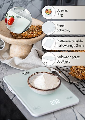 Waga kuchenna - 10kg - ładowana przez USB
