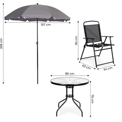 KOMPLET MEBLI OGRODOWYCH STOLIK 4 KRZESŁA PARASOL