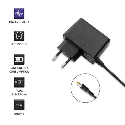 Qoltec Zasilacz wtyczkowy 15W | 15V | 1A | 5.5*2.5 Qoltec Zasilacz wtyczkowy 15W | 15V | 1A | 5.5*2.5