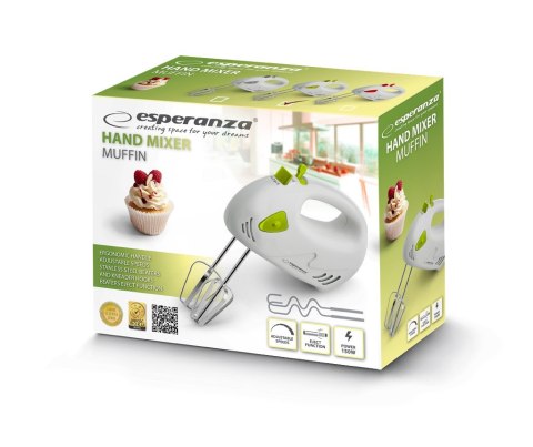 Mikser ręczny Esperanza Muffin EKM007G (150W; kolor zielony) Mikser ręczny Esperanza Muffin EKM007G (150W; kolor zielony)