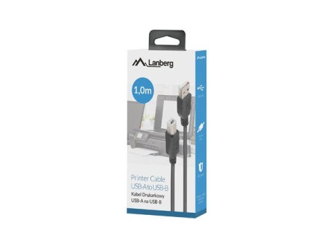 LANBERG KABEL USB-A->USB-B M/M 2.0 1M FERRYT CZARNY BOX CA-USBA-15CU-0010-BK LANBERG KABEL USB-A->USB-B M/M 2.0 1M FERRYT CZARNY BOX CA-USBA-15CU-0010-BK