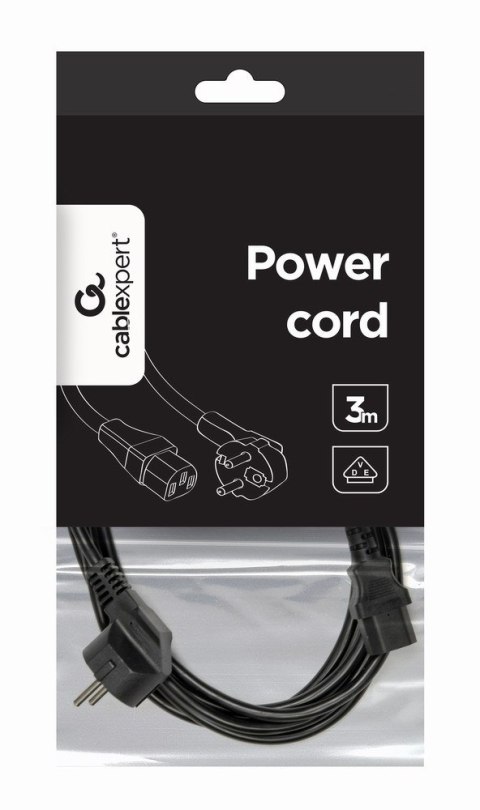 Kabel GEMBIRD PC-186-VDE-3M (C13 / IEC C13 / IEC 320 C13 - Schuko ; 3m; kolor czarny) Kabel GEMBIRD PC-186-VDE-3M (C13 / IEC C13 / IEC 320 C13 - Schuko ; 3m; kolor czarny)