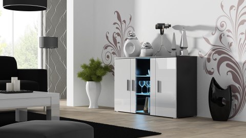 Komoda 120cm SOHO S7 czarny/ biały połysk Komoda 120cm SOHO S7 czarny/ biały połysk