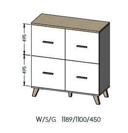 Komoda LOTTA 110 4D wotan + czarny mat Komoda LOTTA 110 4D wotan + czarny mat