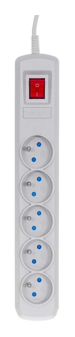 Listwa przeciwprzepięciowa Activejet 5gn/3m/cz (10A; 2300W) 3m; kolor szary Listwa przeciwprzepięciowa Activejet 5gn/3m/cz (10A; 2300W) 3m; kolor szary