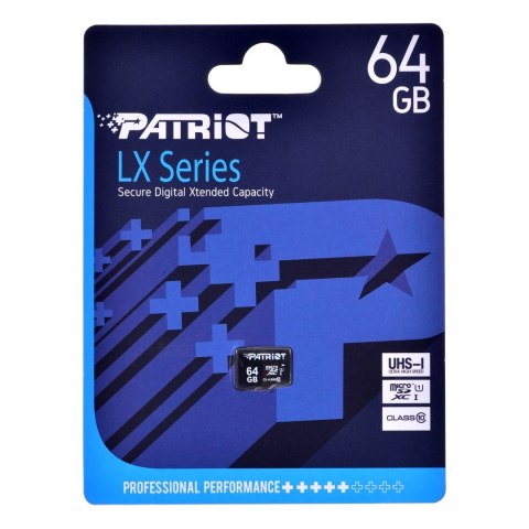 Patriot LX Series microSDHC 64GB Class 10 UHS-I Patriot LX Series microSDHC 64GB Class 10 UHS-I