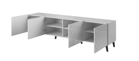 Szafka RTV ABETO 200x42x52 biały/biały połysk Szafka RTV ABETO 200x42x52 biały/biały połysk