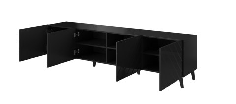 Szafka RTV ABETO 200x42x52 czarny/czarny połysk Szafka RTV ABETO 200x42x52 czarny/czarny połysk