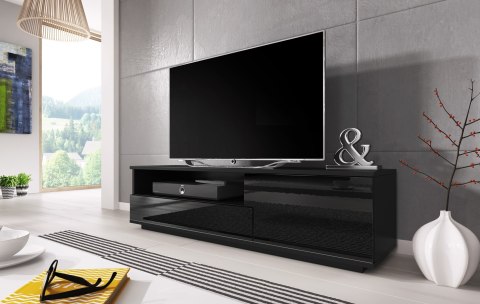 Szafka RTV MUZA 138/40/41 czarny/ czarny połysk Szafka RTV MUZA 138/40/41 czarny/ czarny połysk