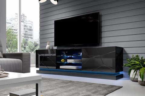 Szafka RTV QIU 200 MDF czarny połysk/czarny połysk Szafka RTV QIU 200 MDF czarny połysk/czarny połysk