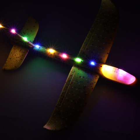 Szybowiec samolot styropianowy 8LED 48x47cm żółty