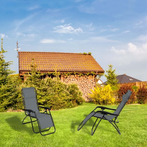 Leżak fotel ogrodowy plażowy składany relax szary