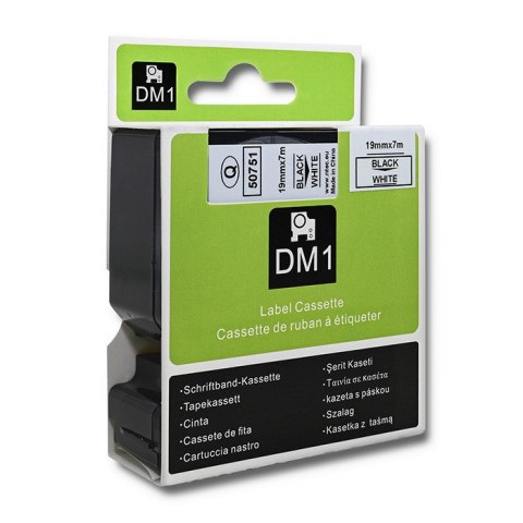 Qoltec Taśma do DYMO D1 45803, 45808 | 19mm x 7m | Biała/Czarny nadruk