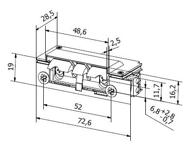 Elektrozaczep HARTTE XS12U-C seria XS 12V standard z wyślizgiem Elektrozaczep HARTTE XS12U-C seria XS 12V standard z wyślizgiem