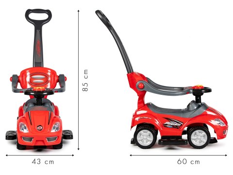 JEŹDZIK, CHODZIK, PCHACZ 3W1 DELUXE Z PANELEM MUZYCZNYM CZERWONY JEŹDZIK, CHODZIK, PCHACZ 3W1 DELUXE Z PANELEM MUZYCZNYM CZERWONY