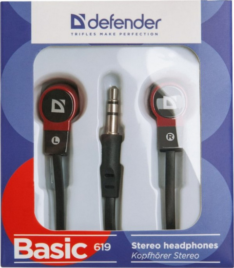 SŁUCHAWKI DEFENDER DOUSZNE BASIC 619 CZARNO-CZERWONE SŁUCHAWKI DEFENDER DOUSZNE BASIC 619 CZARNO-CZERWONE