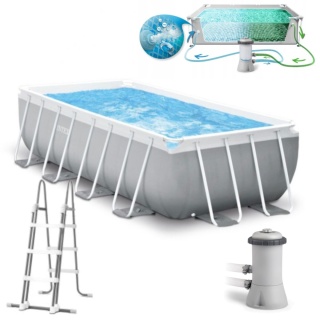 Basen stelażowy ogrodowy prostokątny 488 x 244cm - zestaw pompa drabinka INTEX 26792