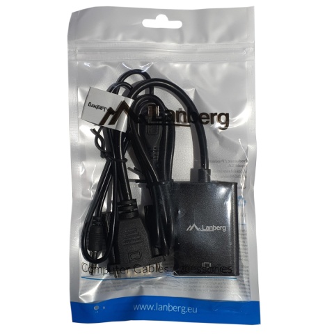 Adapter Lanberg AD-0021-BK (D-Sub (VGA), Mini Jack M - HDMI F; 0,20m; kolor czarny) Adapter Lanberg AD-0021-BK (D-Sub (VGA), Mini Jack M - HDMI F; 0,20m; kolor czarny)