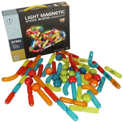 Klocki magnetyczne dla małych dzieci świecące 76 elementów Klocki magnetyczne dla małych dzieci świecące 76 elementów