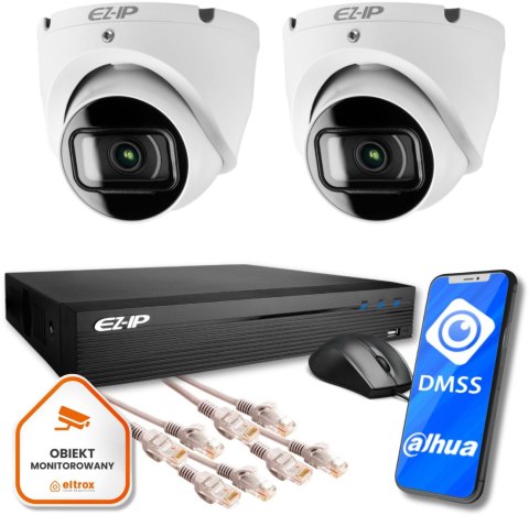 Zestaw monitoringu IP Eco 2T EZ-IP by Dahua 2 kamer FullHD EZI-T120-F2 EZN-104E1-P4