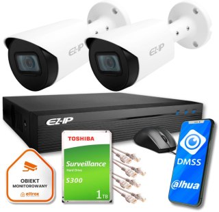 Zestaw monitoringu IP Pro 2B EZ-IP by Dahua 2 kamer FullHD 1TB EZI-B120-F2 EZN-104E1-P4