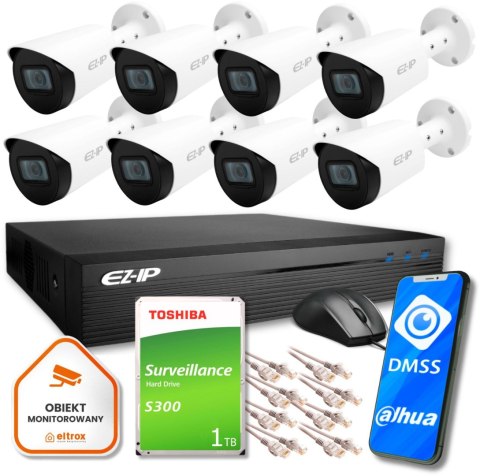 Zestaw monitoringu IP Pro 8B EZ-IP by Dahua 8 kamer FullHD 1TB EZI-B120-F2 EZN-108E1-P8 Zestaw monitoringu IP Pro 8B EZ-IP by Dahua 8 kamer FullHD 1TB EZI-B120-F2 EZN-108E1-P8