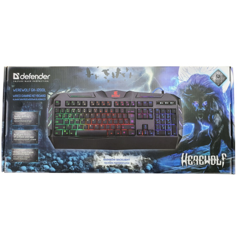 KLAWIATURA DEFENDER WEREWOLF GK-120DL PODŚWIETLANA GAMING KLAWIATURA DEFENDER WEREWOLF GK-120DL PODŚWIETLANA GAMING