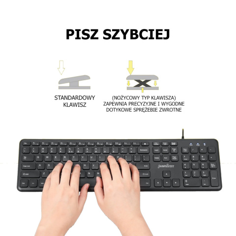 Klawiatura przewodowa Perixx PERIBOARD-210 scissor, ultra-flat, czarna
